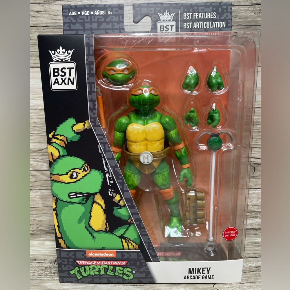 NEW BST AXN - Teenage Mutant Ninja Turtles Mikey Michelangelo Arcade Game Figure